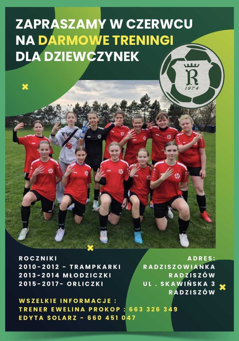 ZAPRASZAMY W CZERWCU NA DARMOWE TRENINGI DLA DZIEWCZYNEK