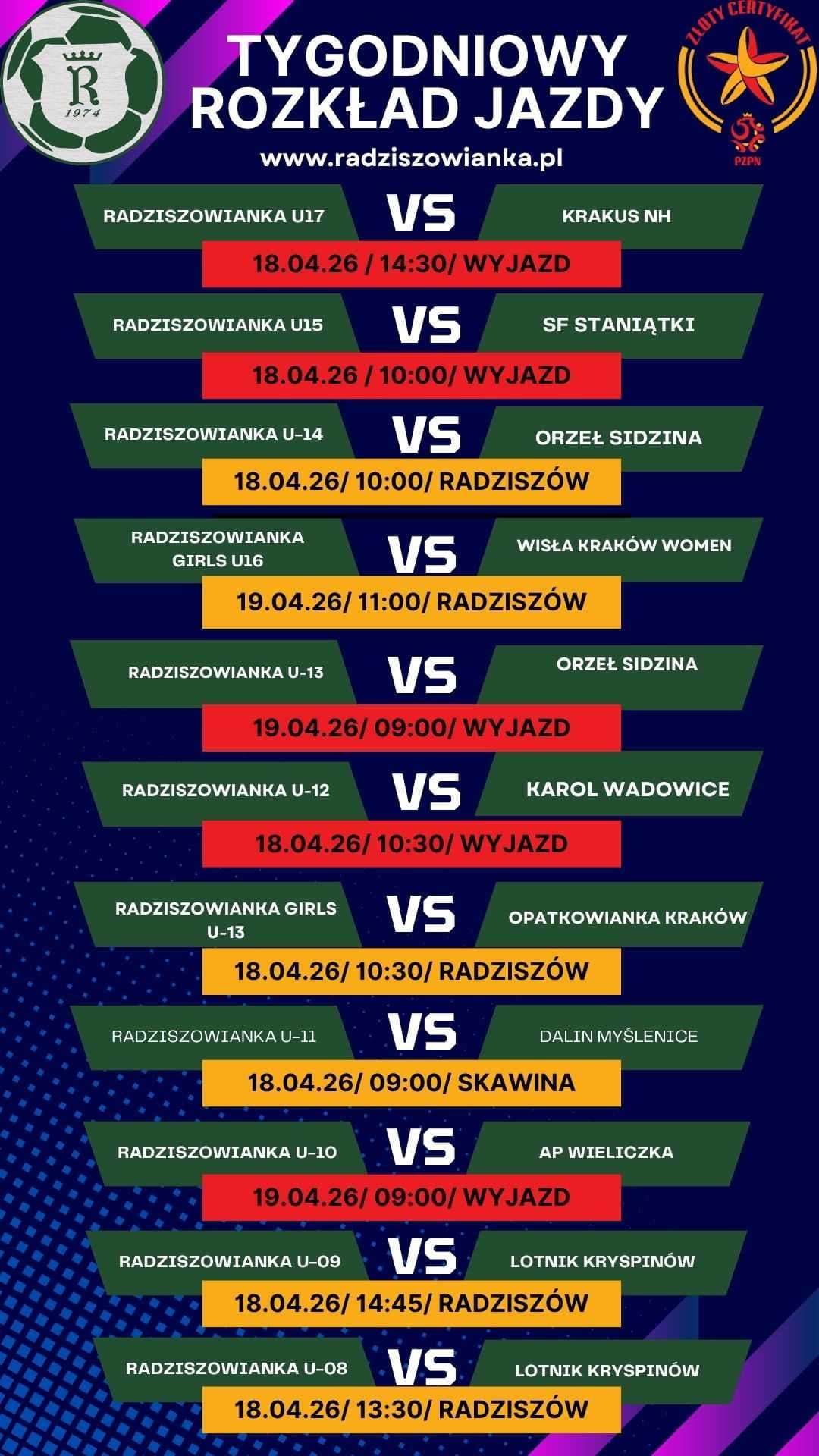 Weekendowy rozkład jazdy